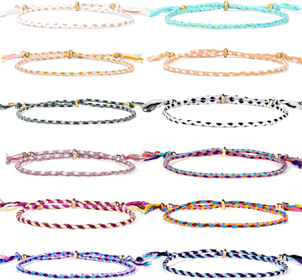 230816064228908_1 yfstyle 12Pcs Summer Beach Surfer Wave Bracelets Adjustable Handmade Waterproof Braided String Beaded Anklets Starfish Turtle Infinity Ankle Bracelet for Women Girls Boho Jewelry for Summer-B - Image 1